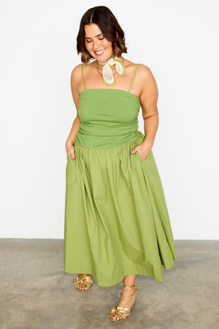 NEVER FULLY DRESSED Olive Lola Mid-axi Dress