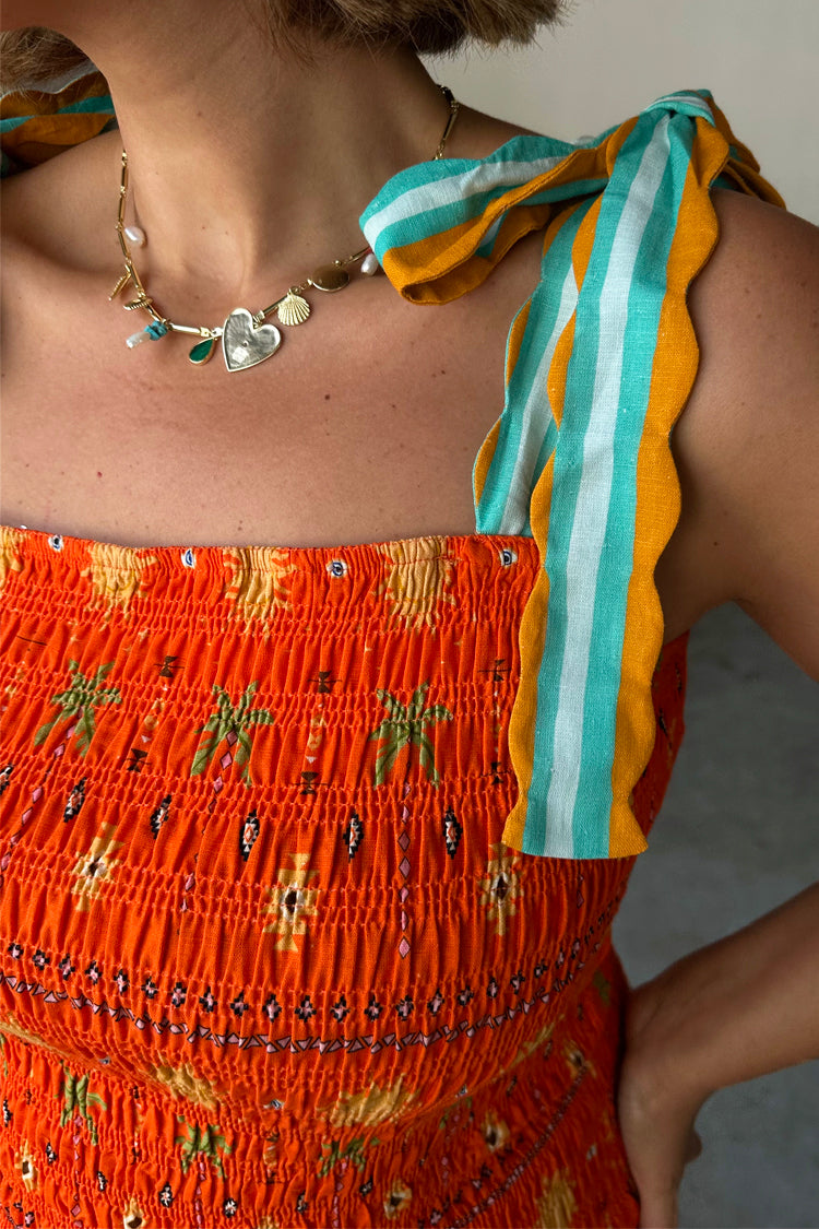 NEVER FULLY DRESSED Orange Sahara Shirred Francesca Top