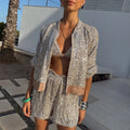 NEVER FULLY DRESSED Silver Sequin Bomber Jacket