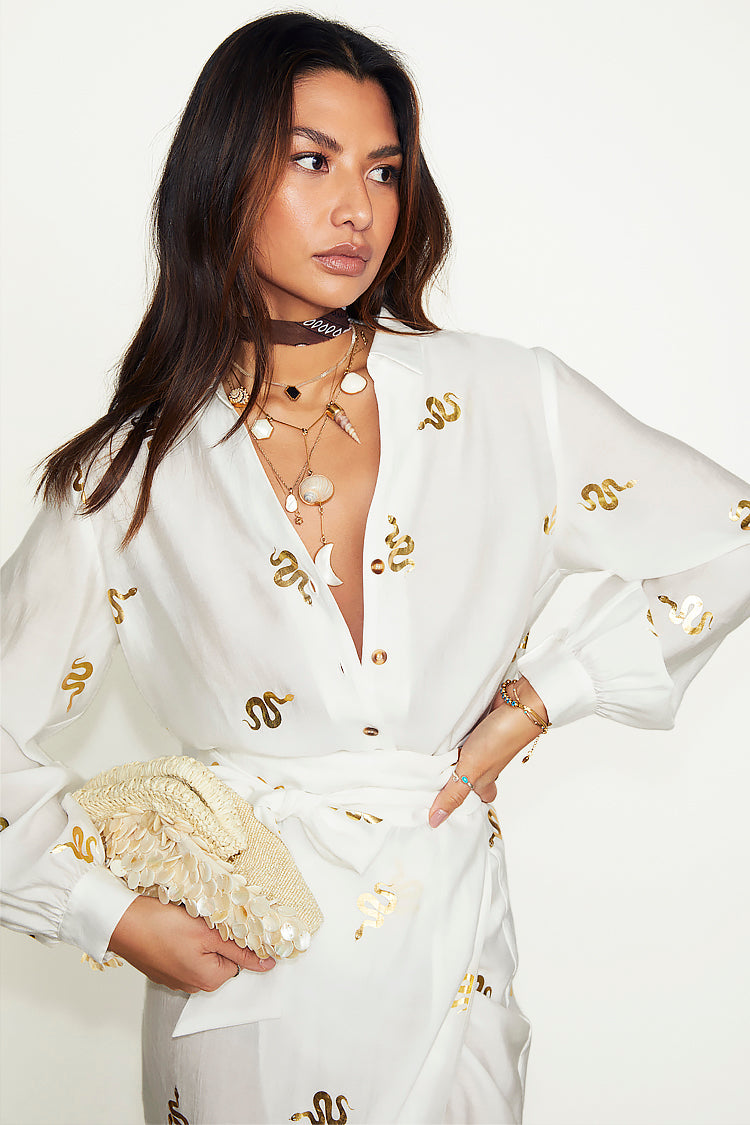 NEVER FULLY DRESSED Gold Snake Miley Shirt