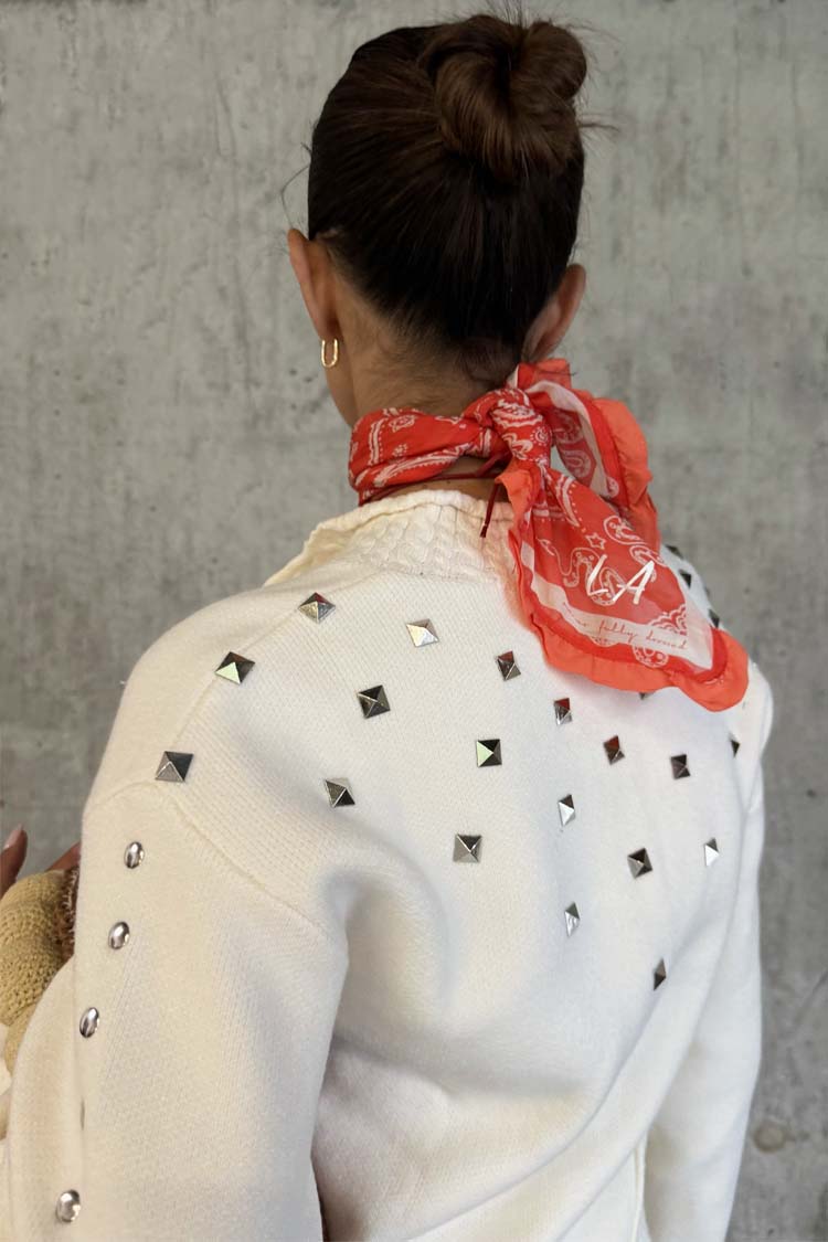NEVER FULLY DRESSED Ecru Studded Cardigan