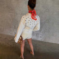 NEVER FULLY DRESSED Ecru Studded Cardigan
