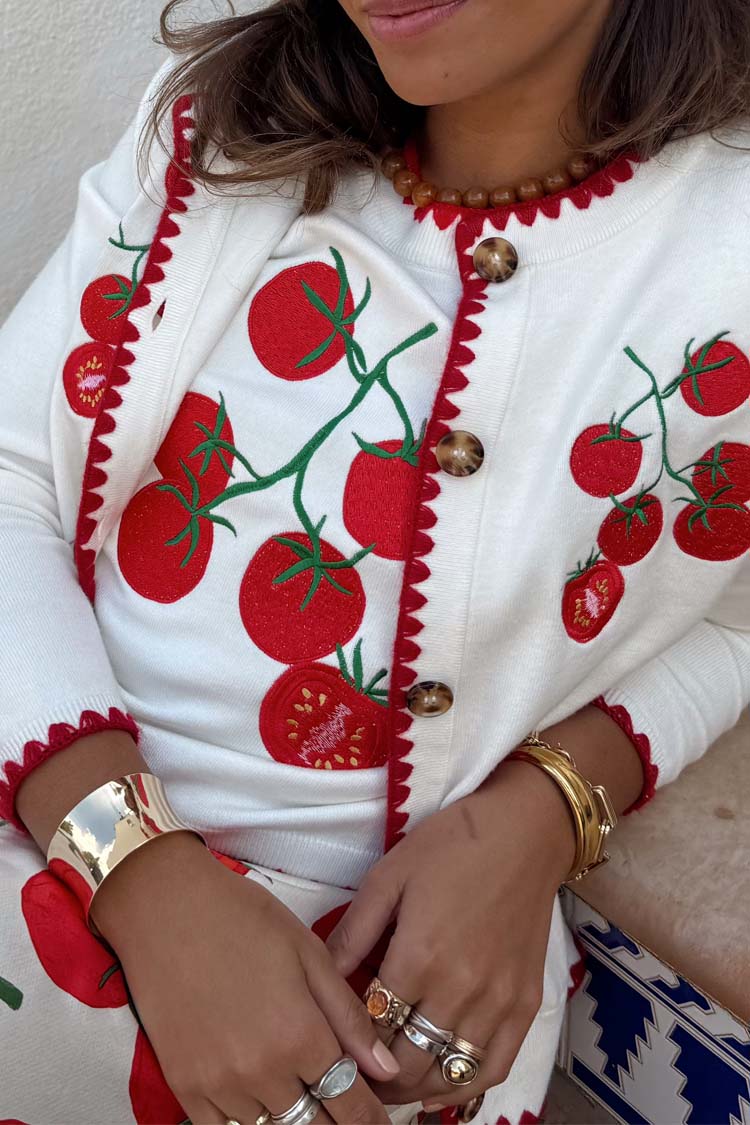 NEVER FULLY DRESSED Tomato Embroidered Cardi
