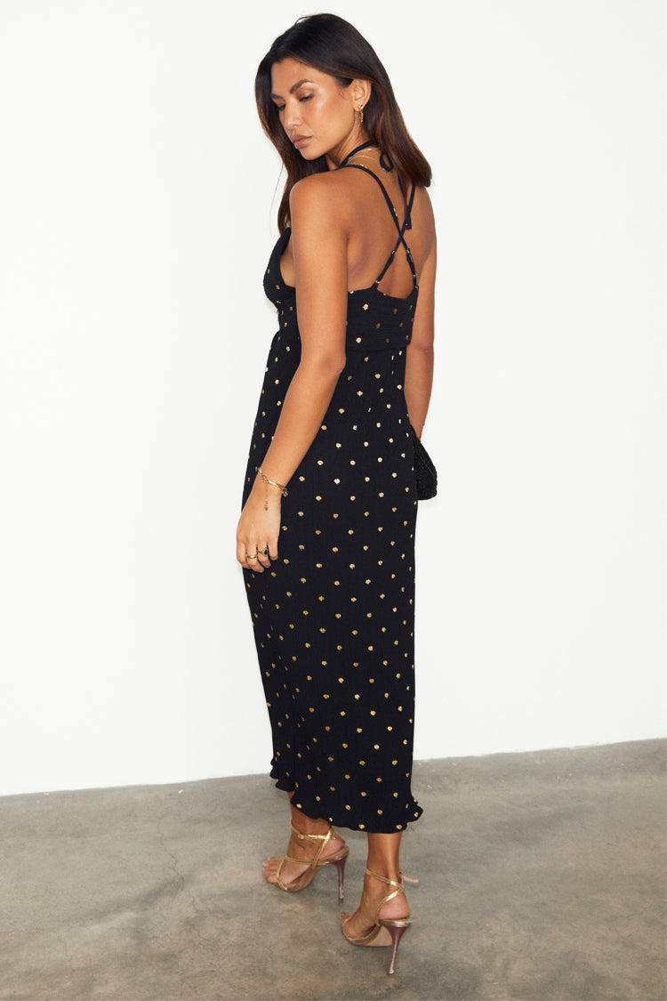 NEVER FULLY DRESSED Black Megan Plisse Dress
