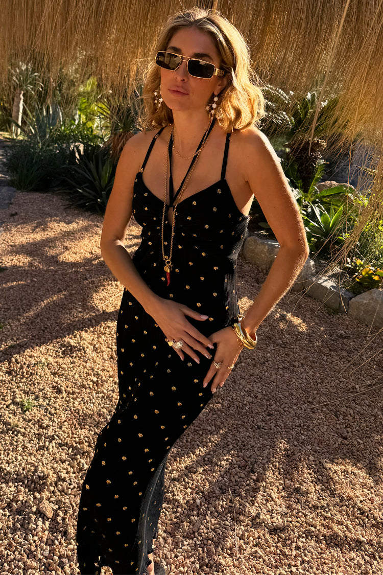 NEVER FULLY DRESSED Black Megan Plisse Dress