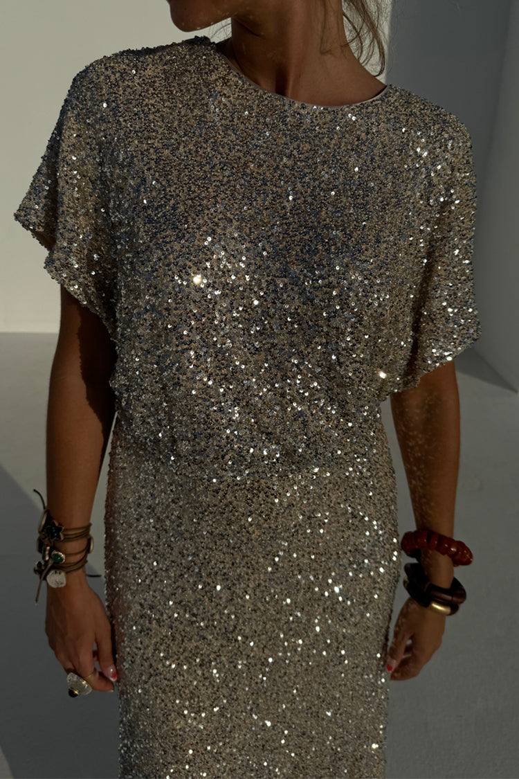 NEVER FULLY DRESSED Silver Sequin Erin Dress