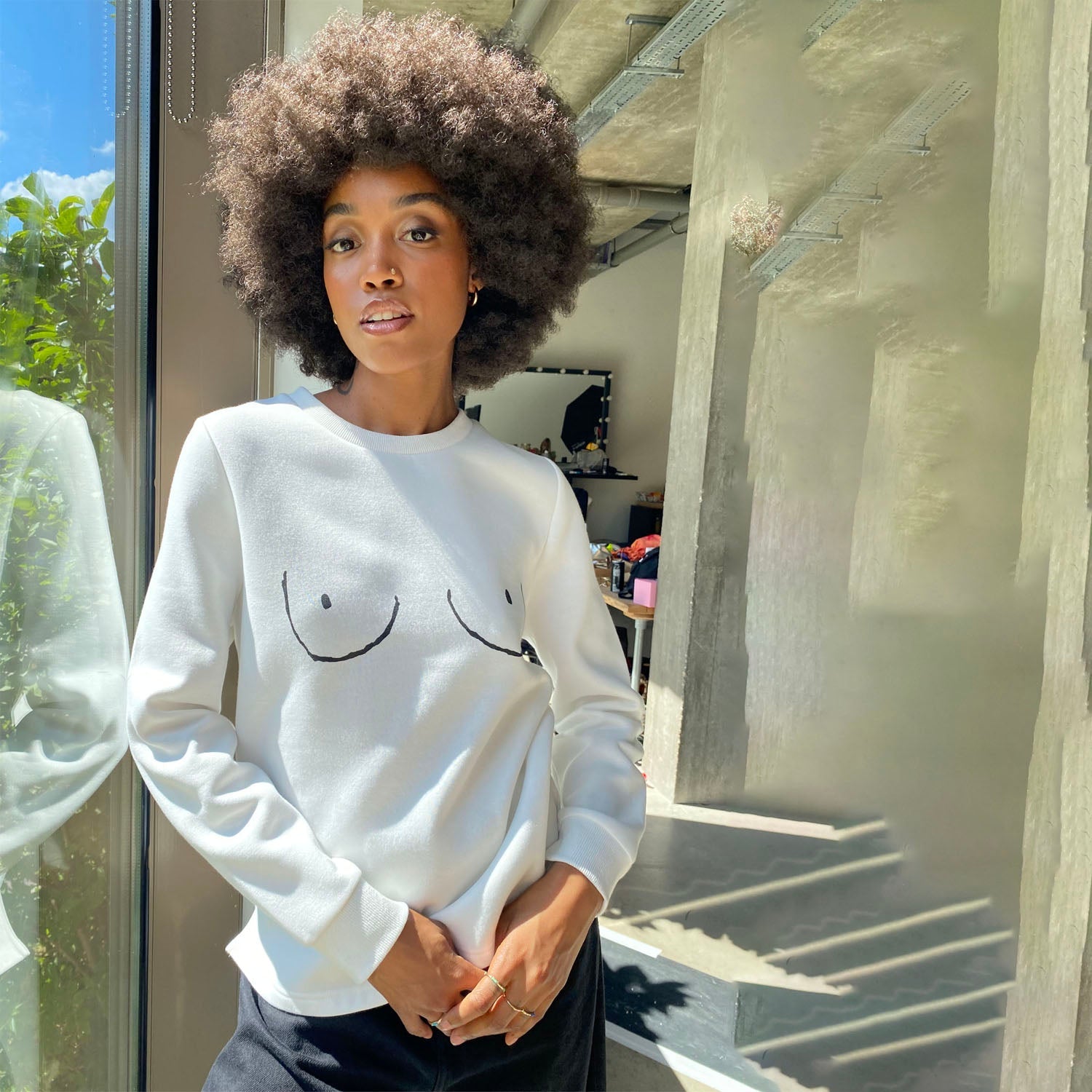  White Boob Sweatshirt
